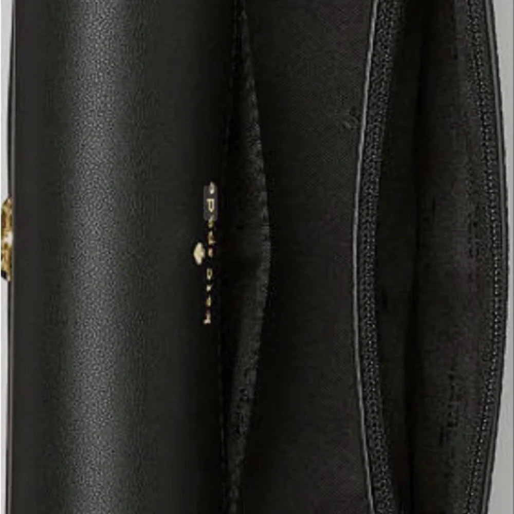 kate spade New York Knott Flap black pebbled leather crossbody with gold chain